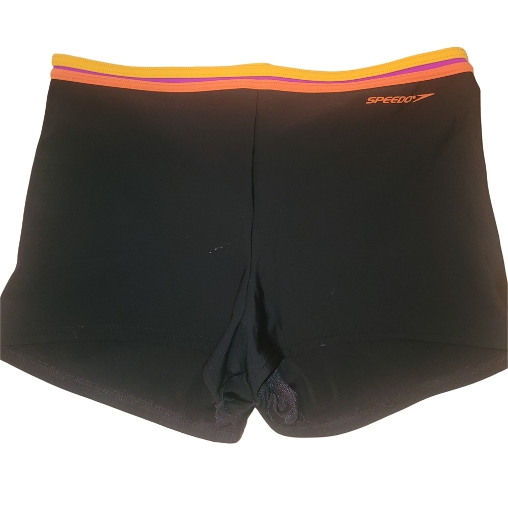 Speedo Black Swim Shorts with Orange, Pink and Yellow Trim Size 12
